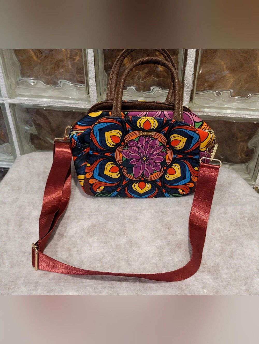 Chula Moda Latina Floral Satchel Crossbody Bag Mexico Double Strap Boho Purse